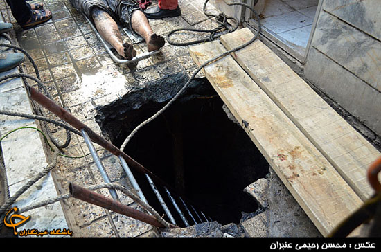 ریزش چاه فاضلاب در مشهد